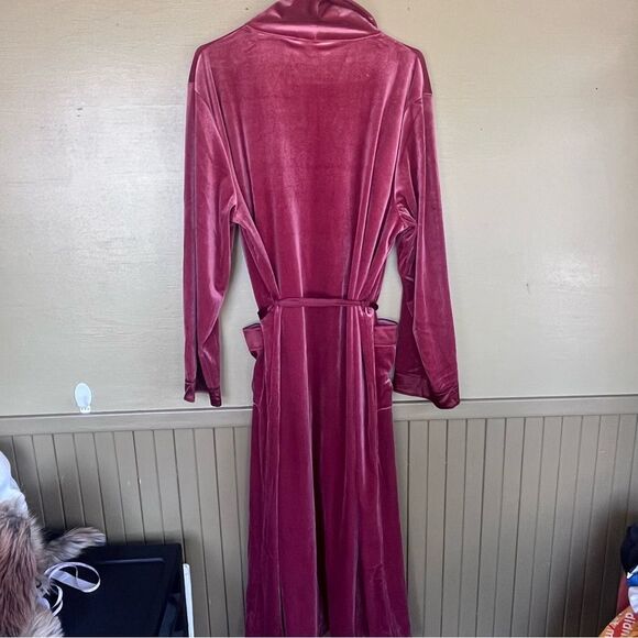 NorthStyle Velour Belted Robe Burgundy Medium - Picture 7 of 9